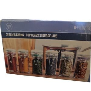 Core Home 6-Piece Ceramic Swing-Top‎ Glass Storage Jars Set for Kitchen Spices